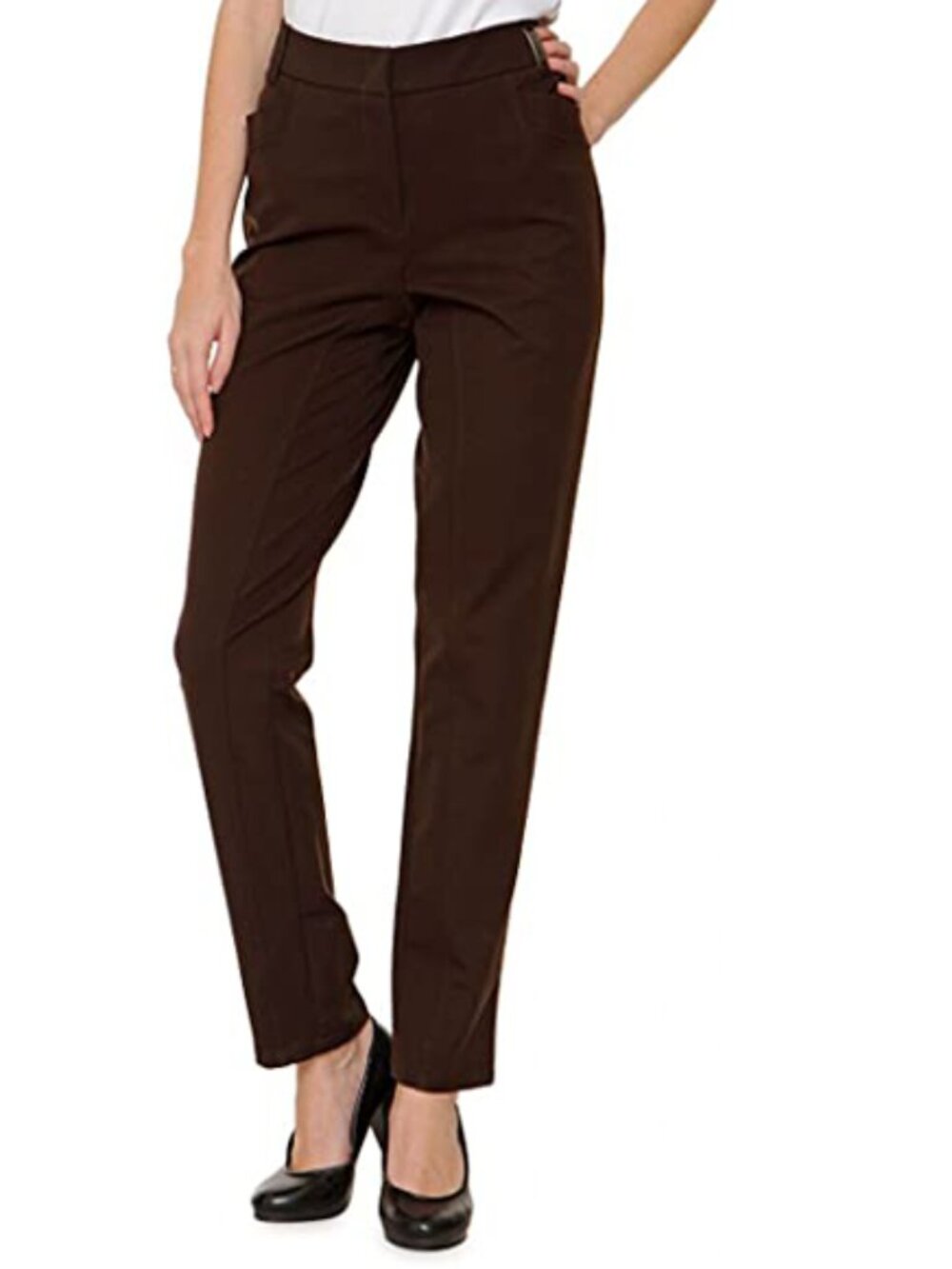 Luisa Spagnoli ONDINA dark-brown ankle grazer pants